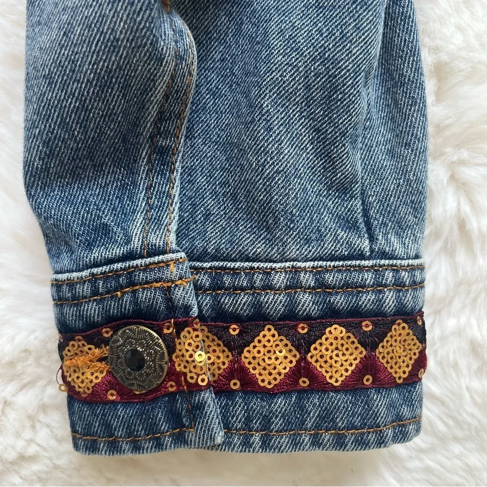 Desigual Denim Camouflage Jean Jacket with Faux Fur XL - Picture 11 of 15